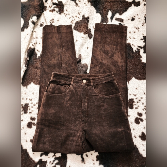 "SCULLY" WOMEN'S 80'S/90'S WESTERN GENUINE LEATHER PANTS - BROWN - Picture 2 of 5